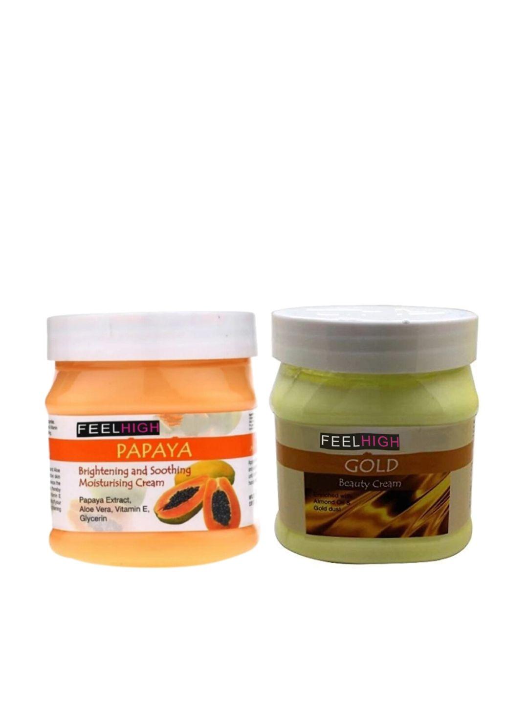 feelhigh set of 2 papaya & gold face & body cream - 500ml each