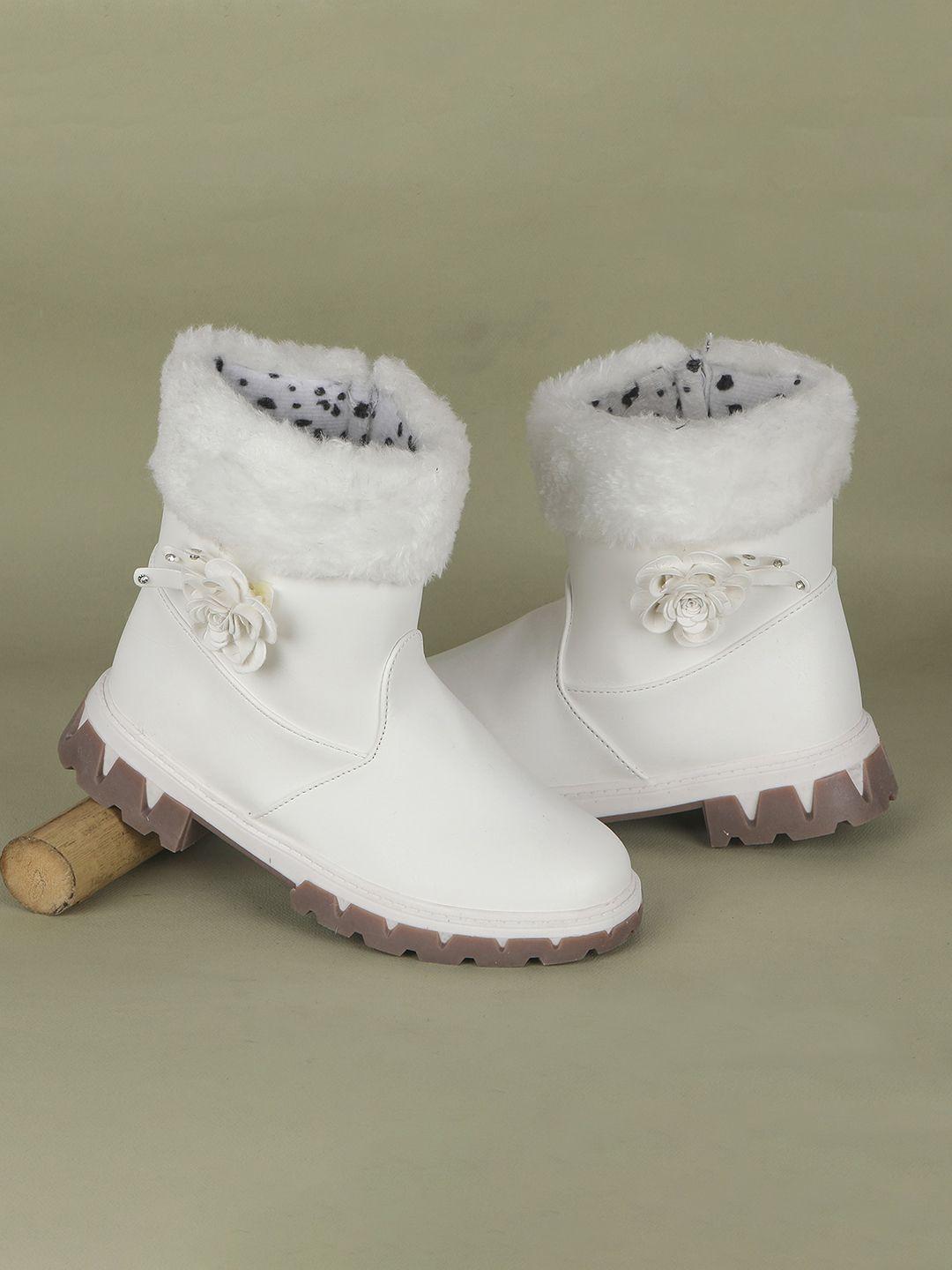 feetwell shoes girls embellished faux fur trim mid-top winter boots