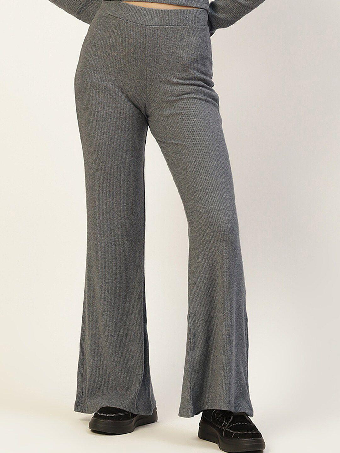 femea women grey bootcut track pants