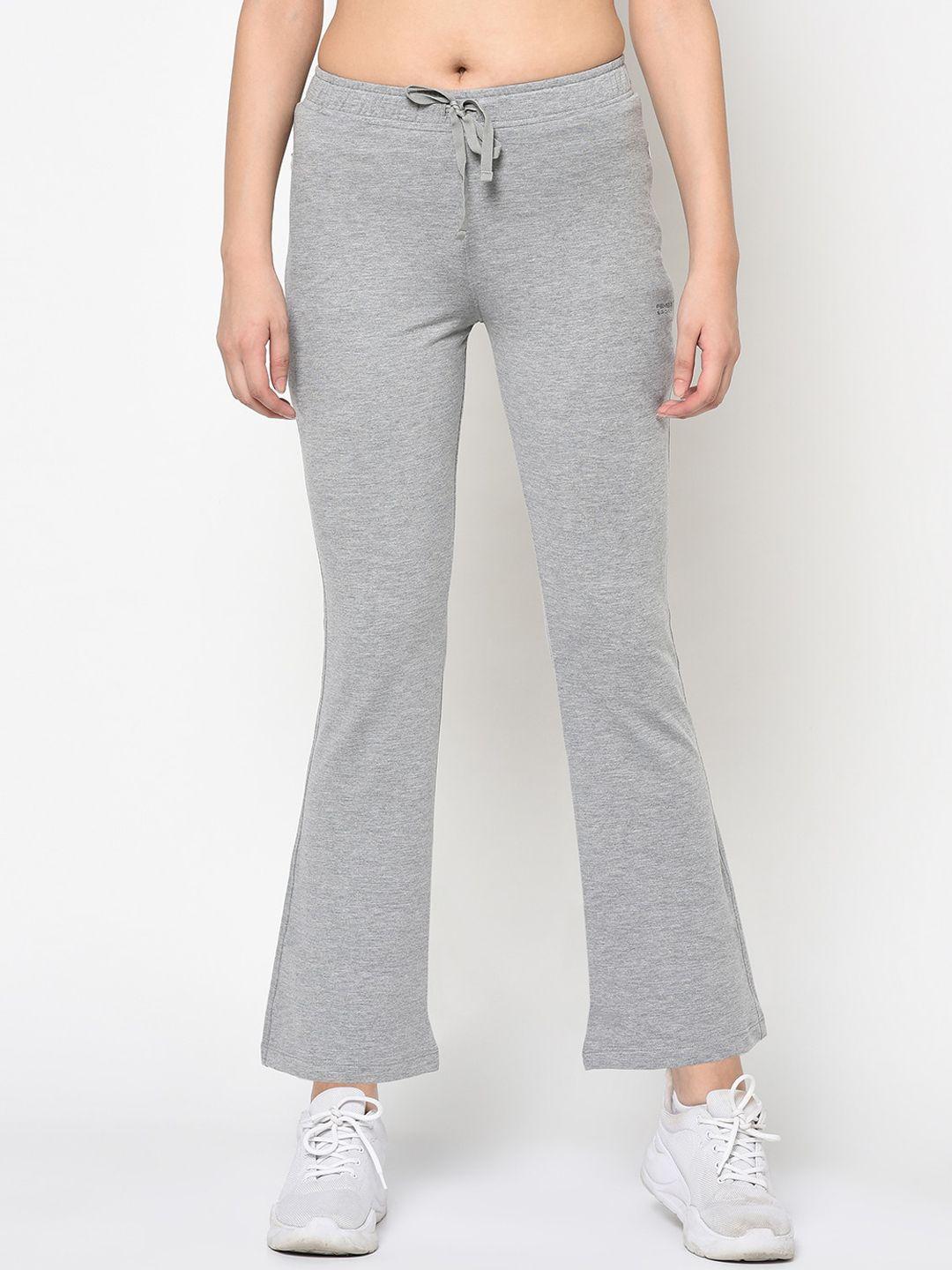 femea women grey solid bootcut track pants