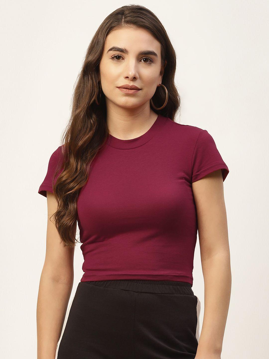 femea magenta shirt style crop top