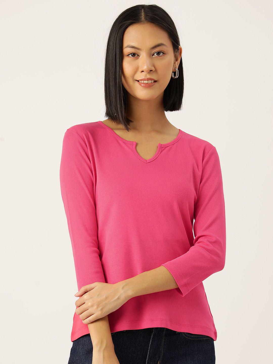 femea pink keyhole neck cotton top