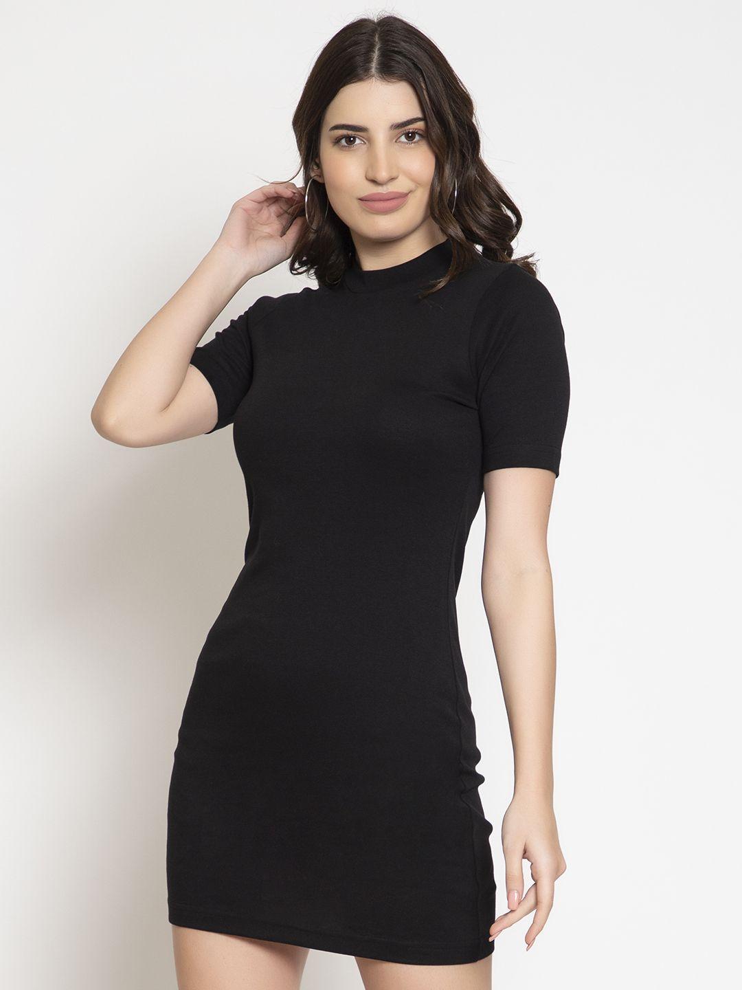 femea women black bodycon mini dress