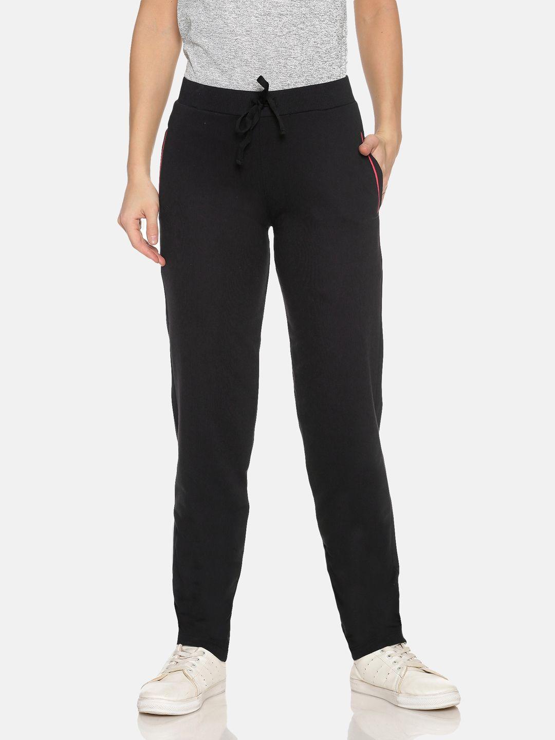 femea women black solid track pants