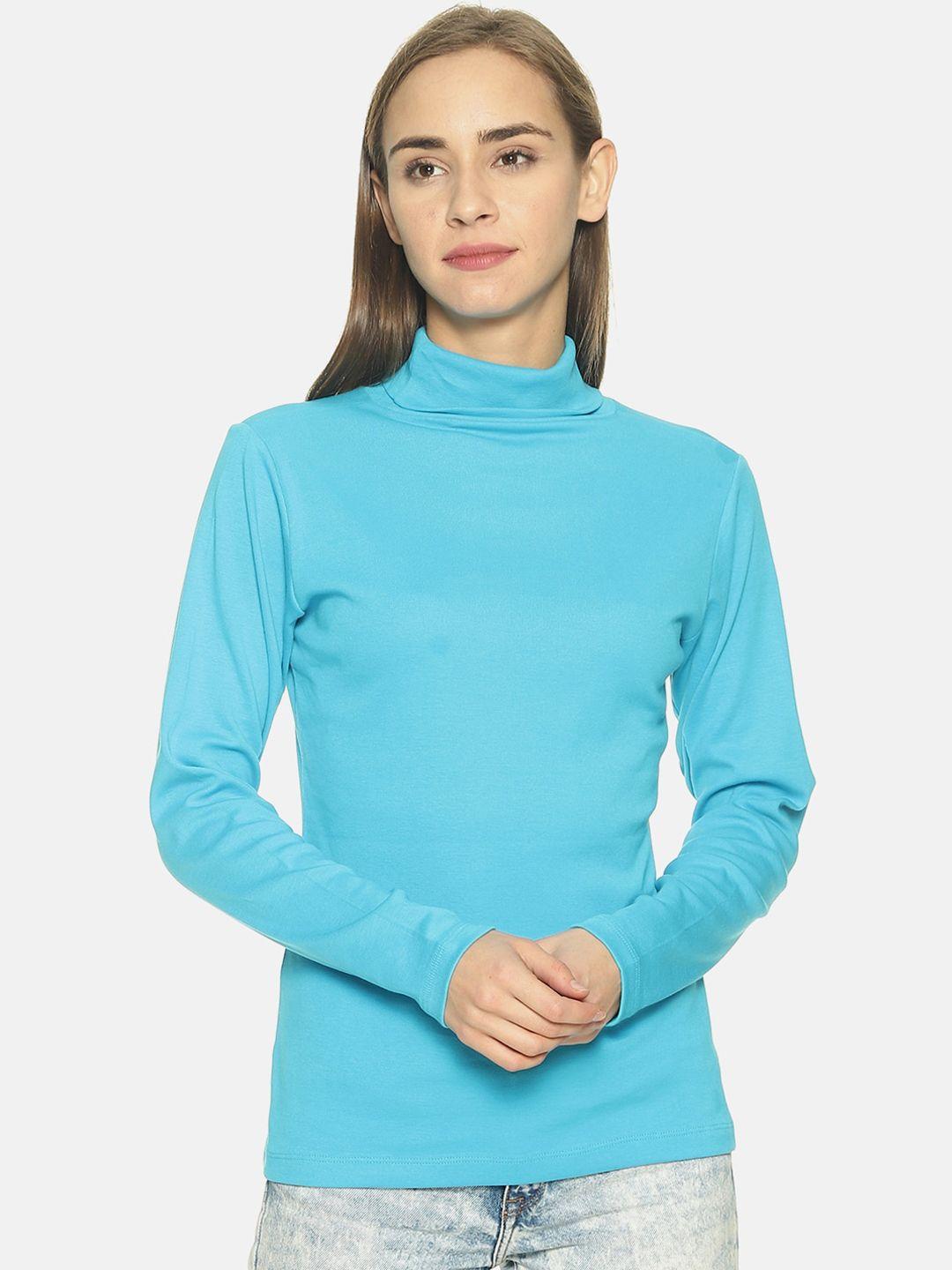 femea women blue solid top