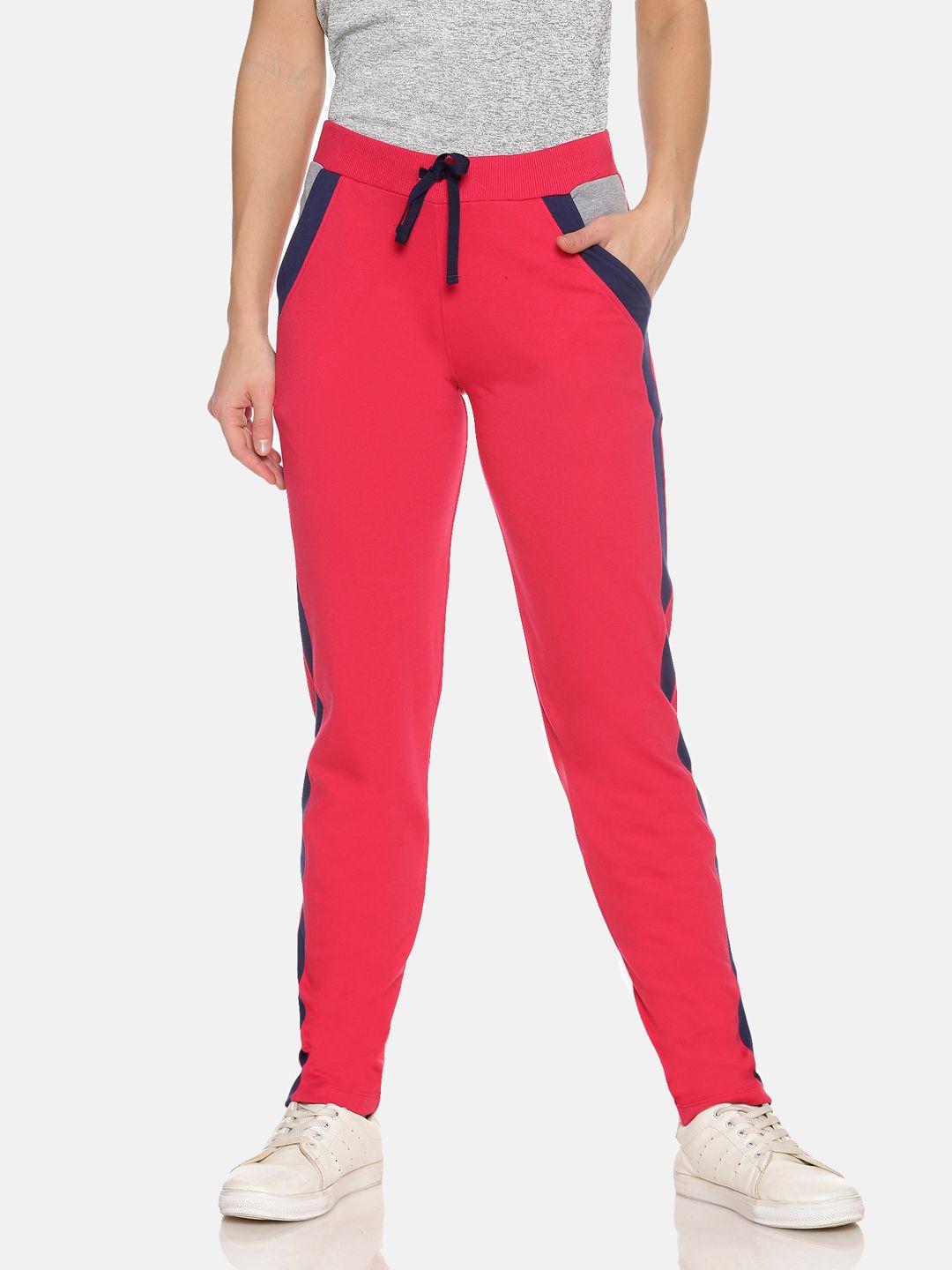 femea women pink solid track pants