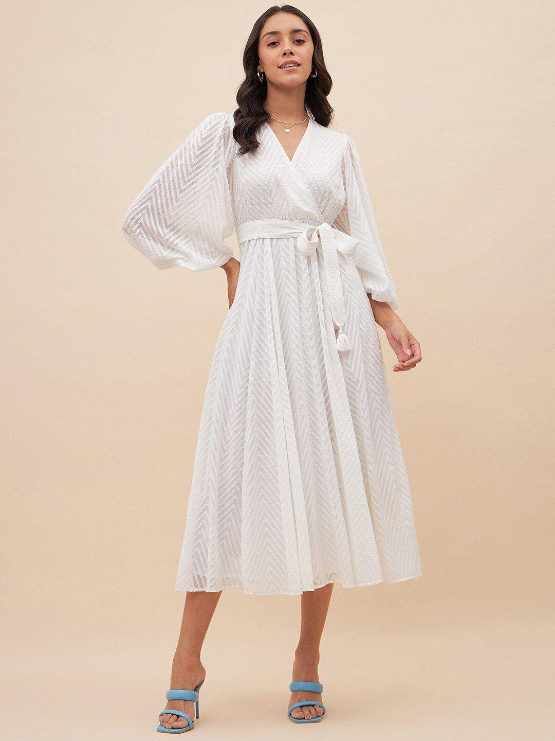 femella chevron dobby midi wrap dress