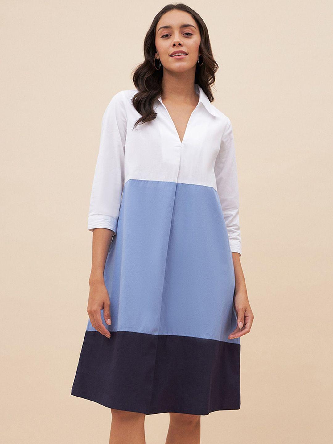 femella colourblocked midi cotton shirt dress