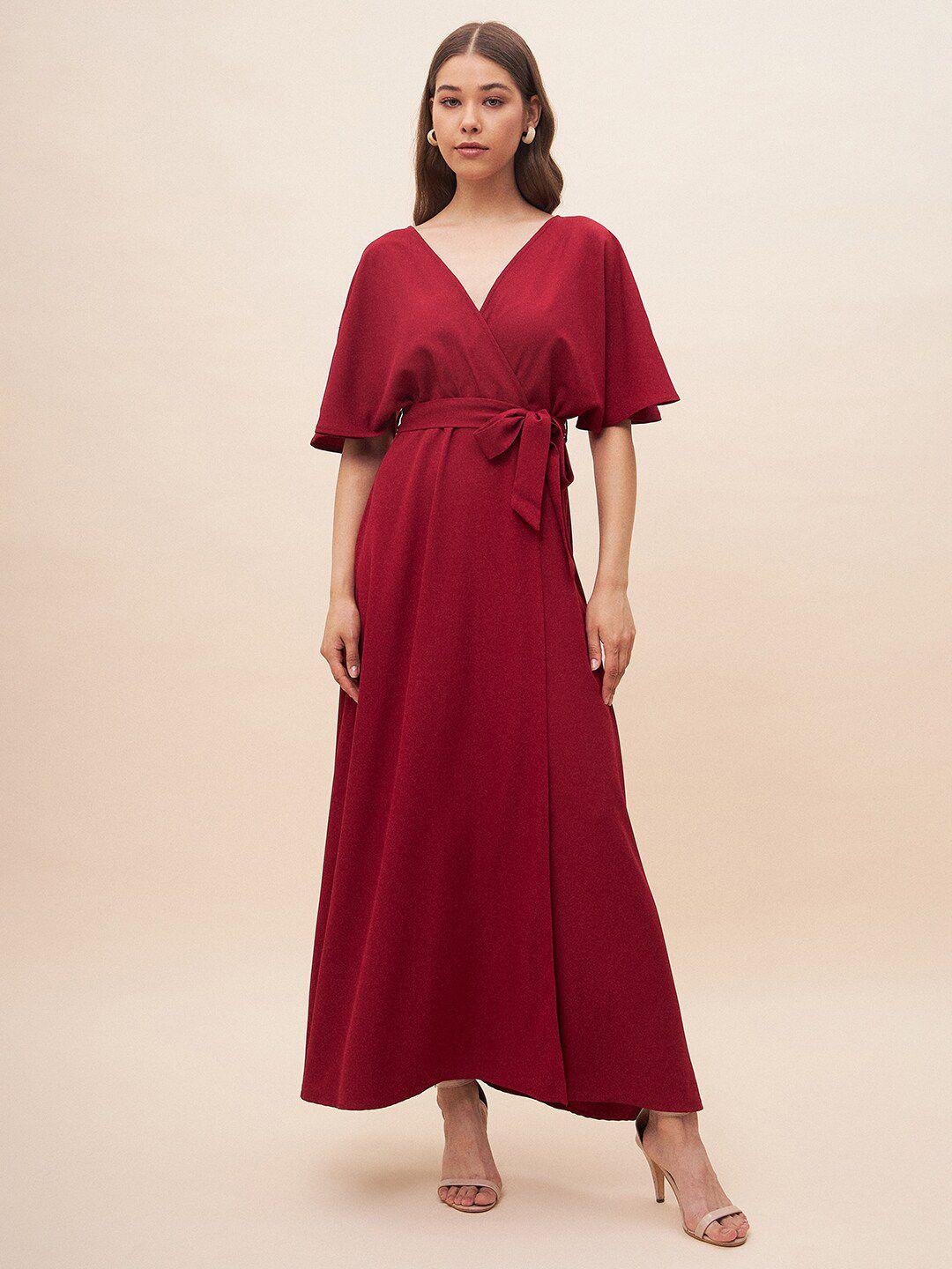 femella flared sleeves belted detailed maxi dress