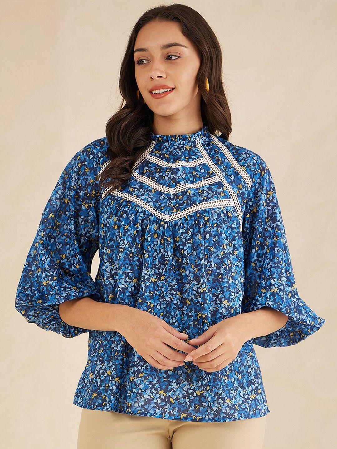 femella floral printed bell sleeves pure cotton top