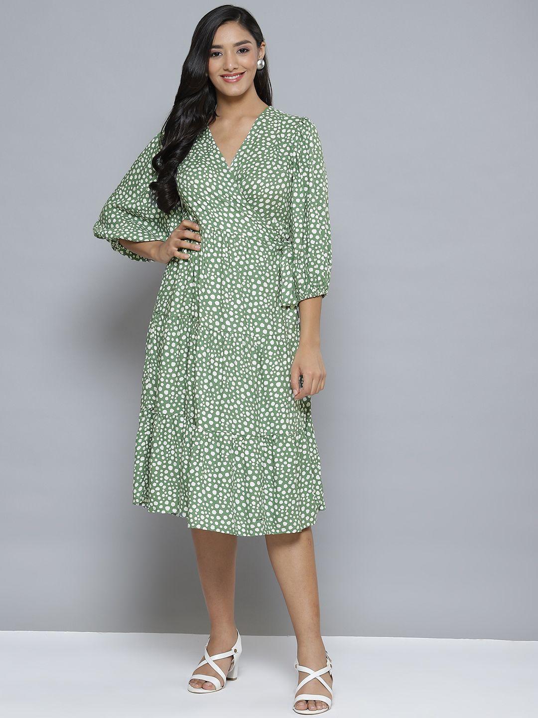 femella green & white midi dress