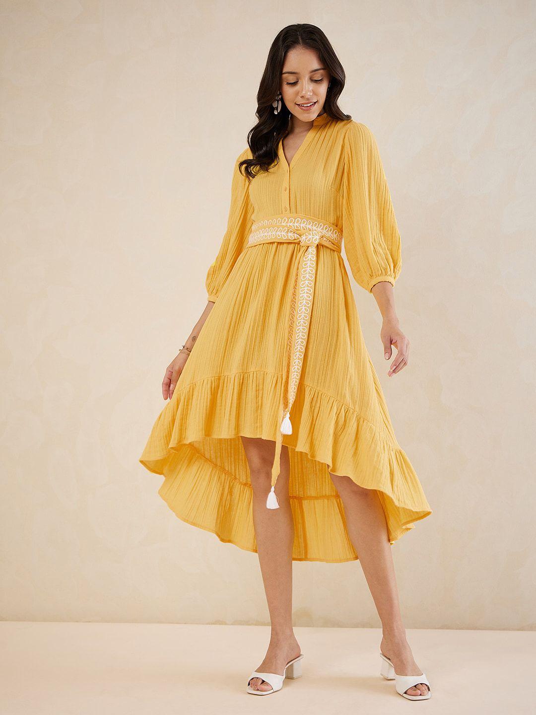 femella puff sleeve a-line midi dress