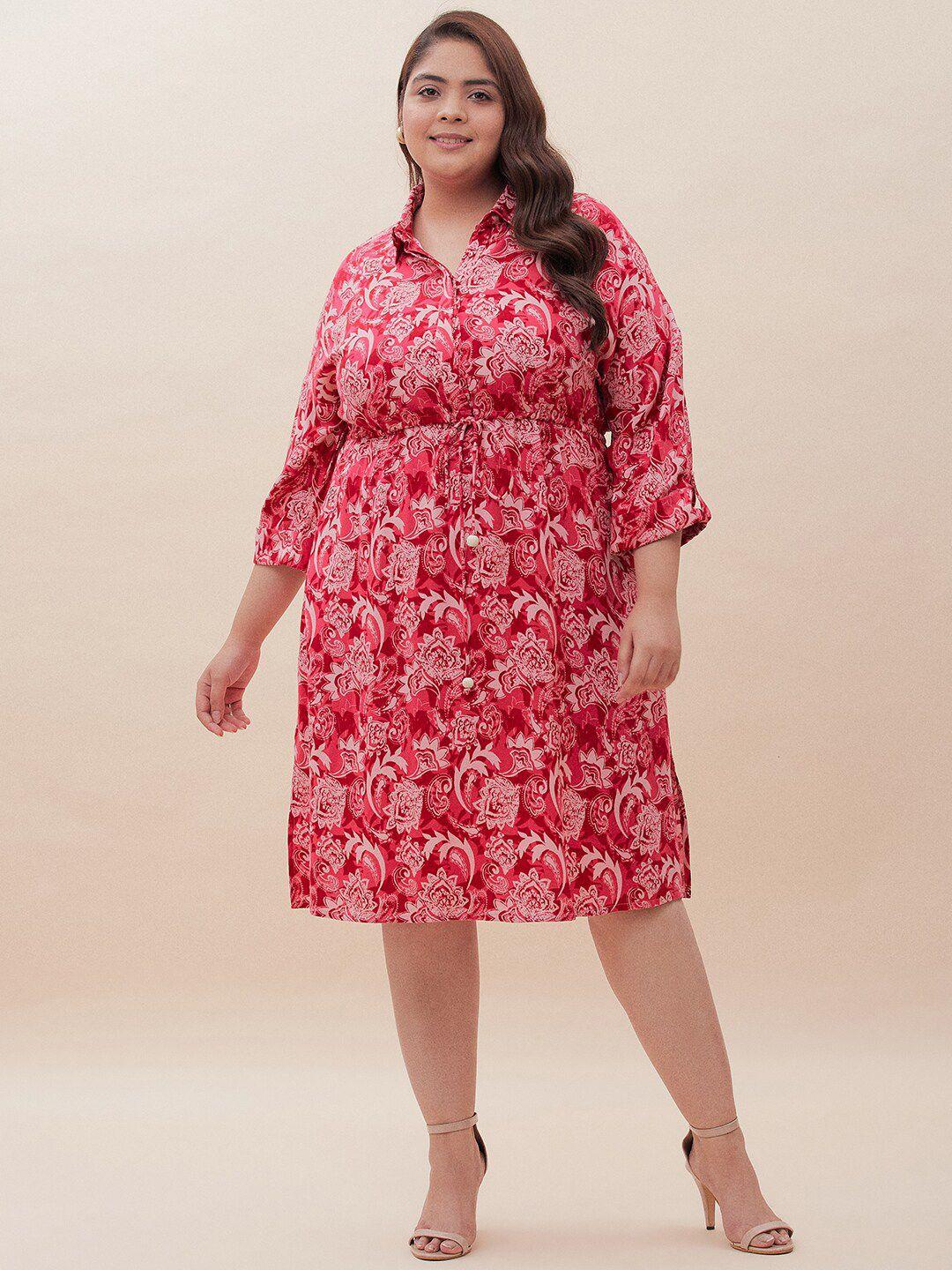 femella red floral print blouson dress