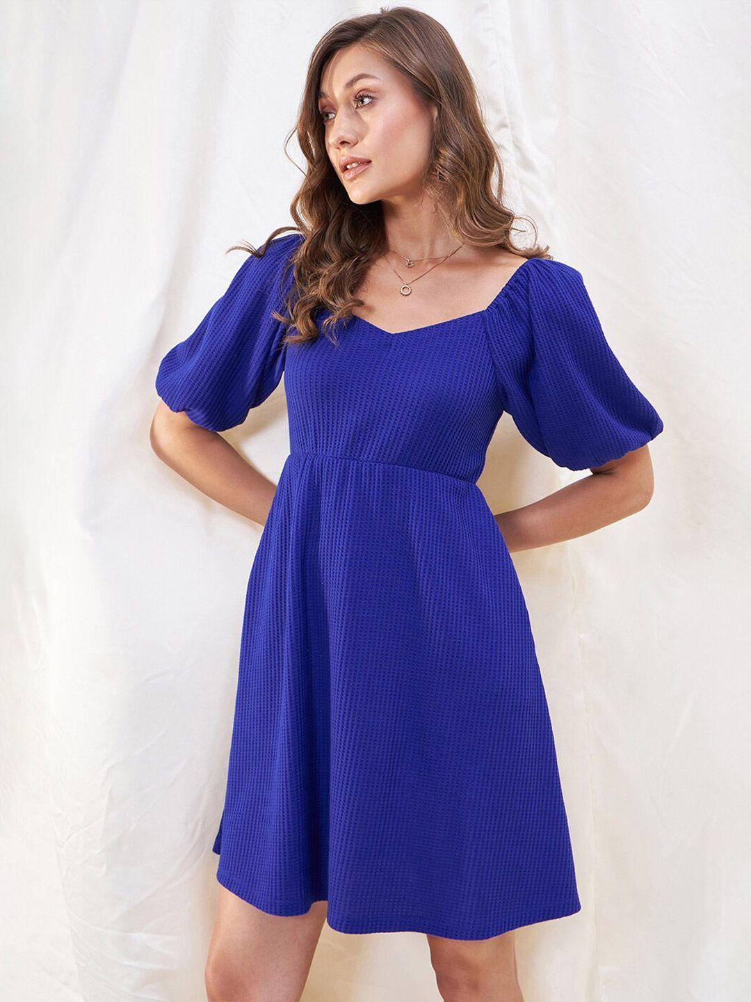 femella self design puff sleeve fit & flare dress