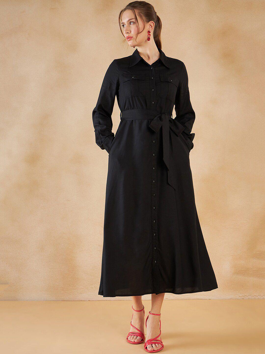 femella shirt collar knee length shirt maxi dress