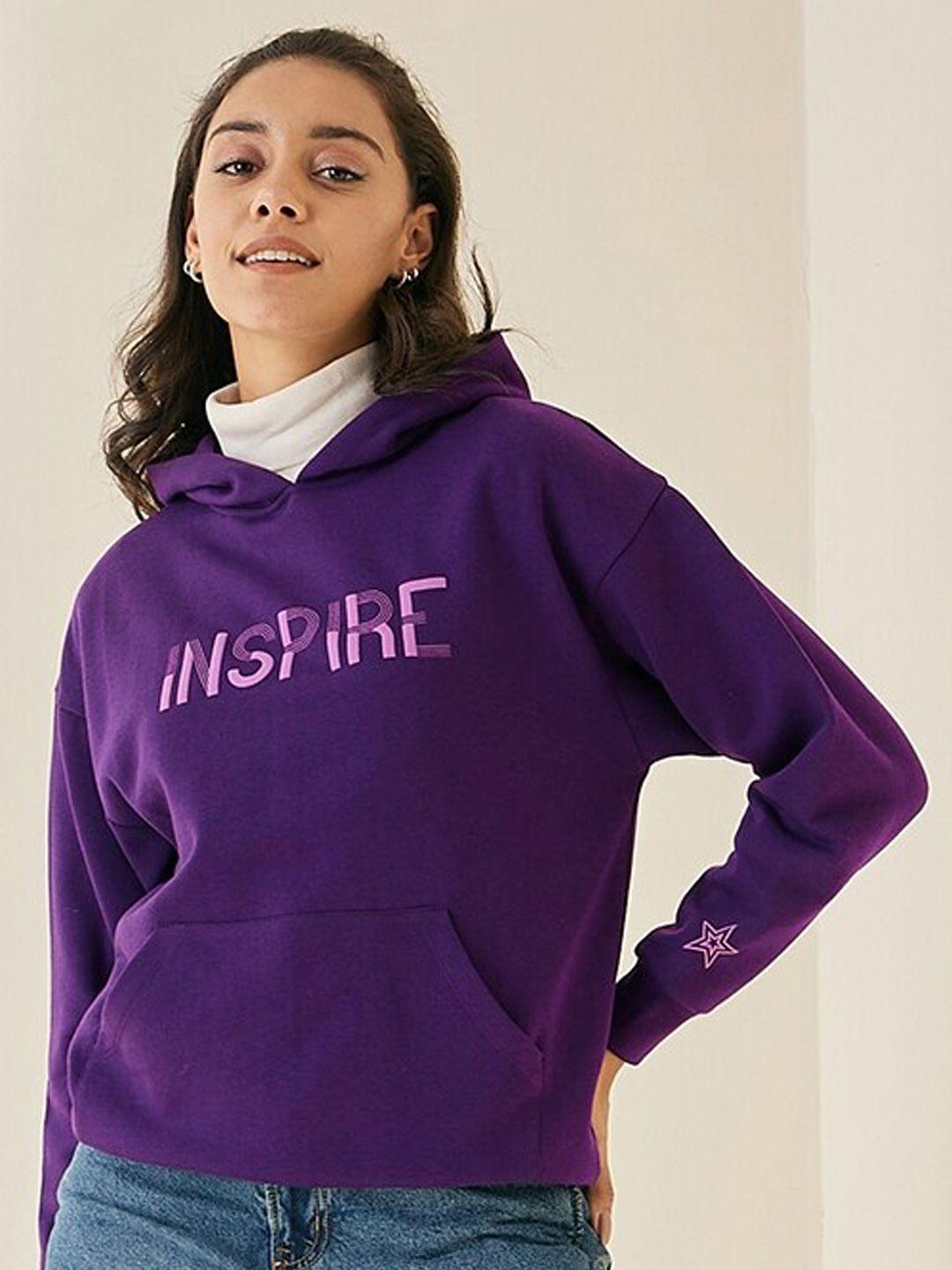 femella typography printed hooded oversized sweatshirt