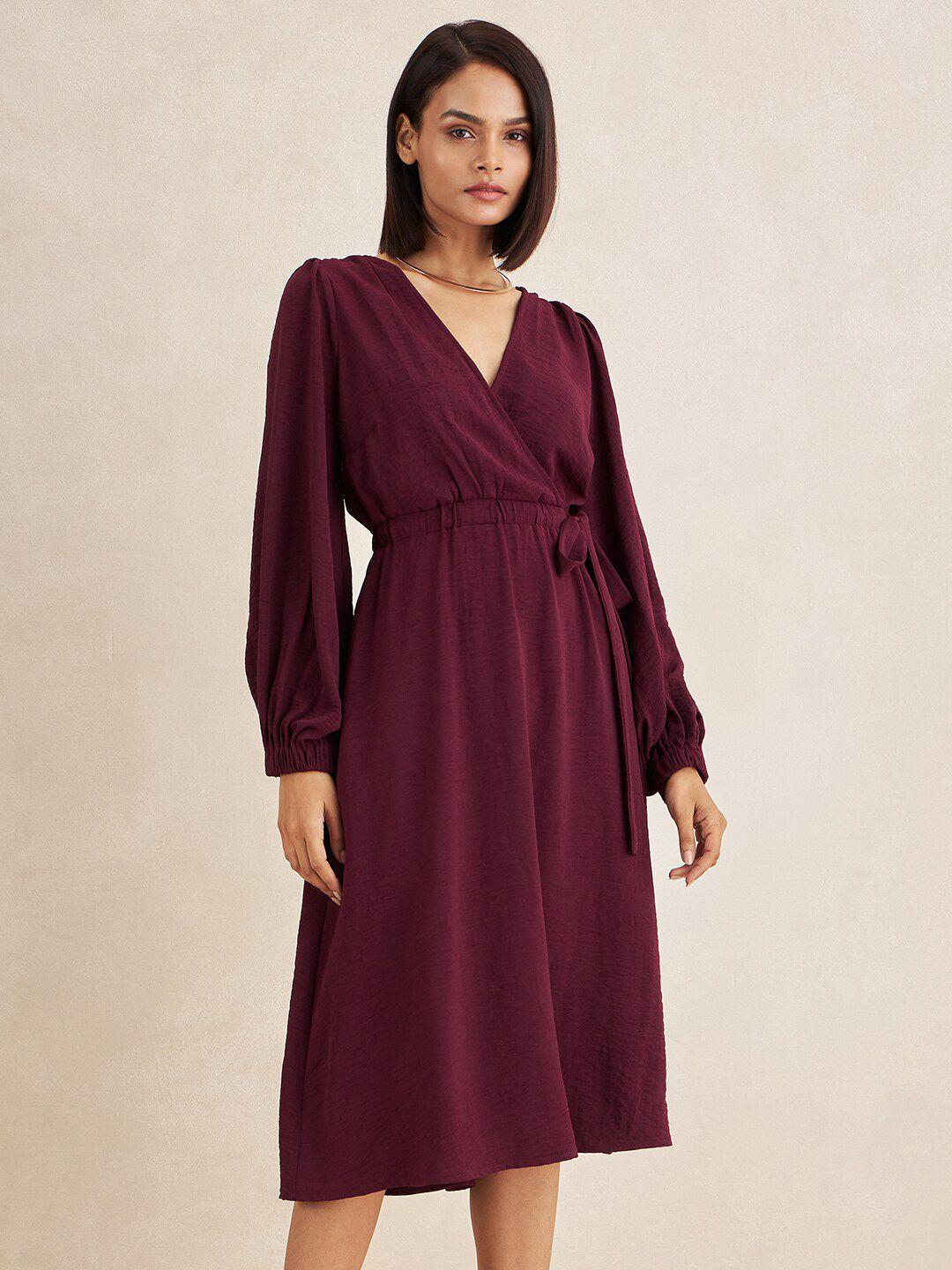 femella wrap puff sleeve midi dress