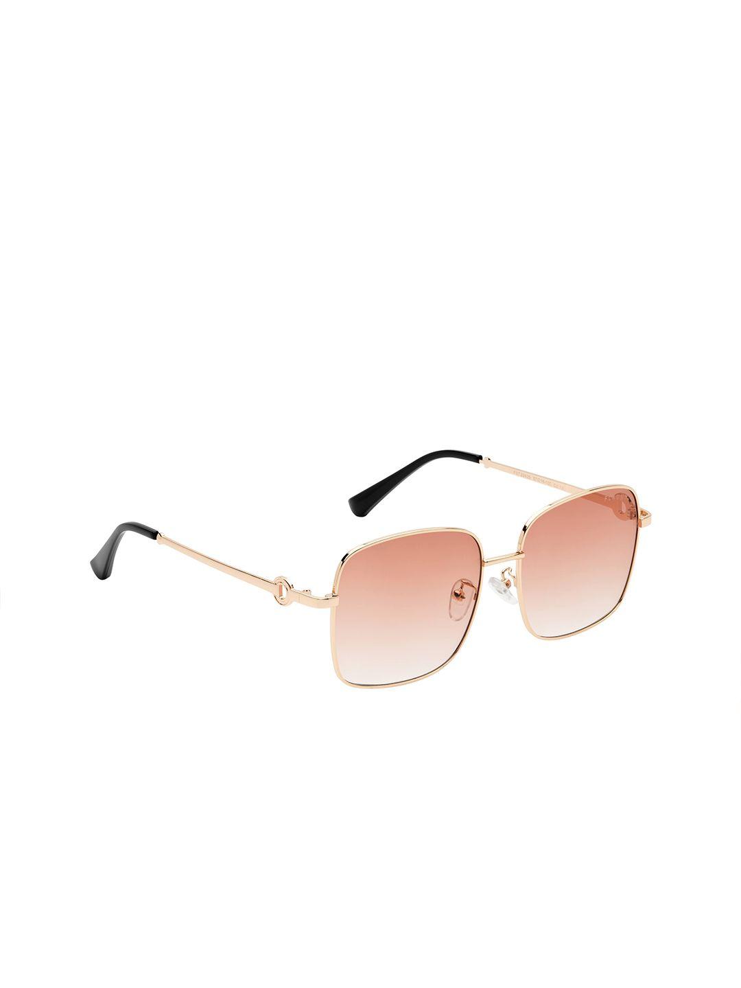 femina flaunt women brown lens & gold-toned square sunglasses with uv protected lens