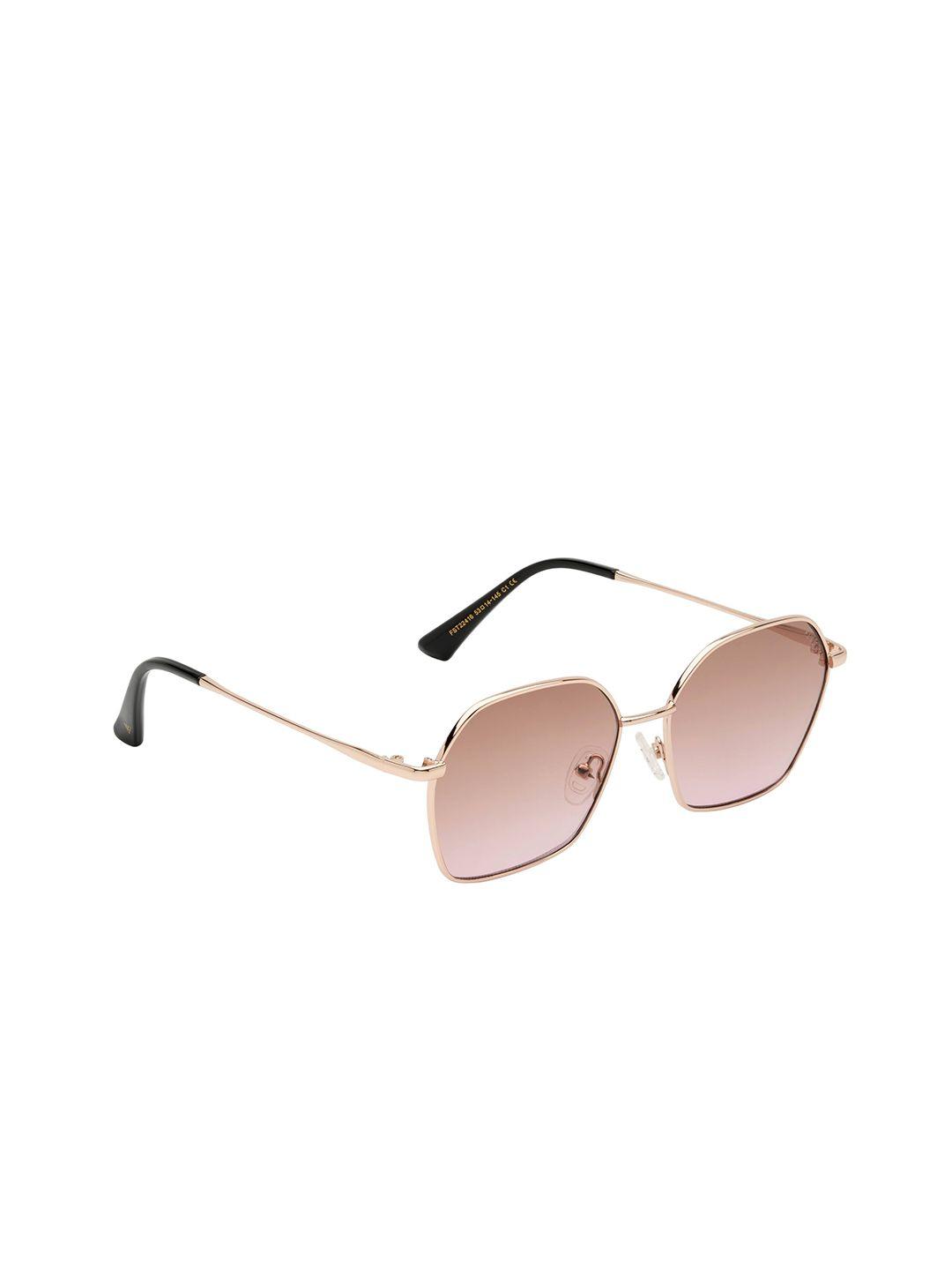 femina flaunt women pink lens & rose gold-toned butterfly sunglasses fst 22416 c1