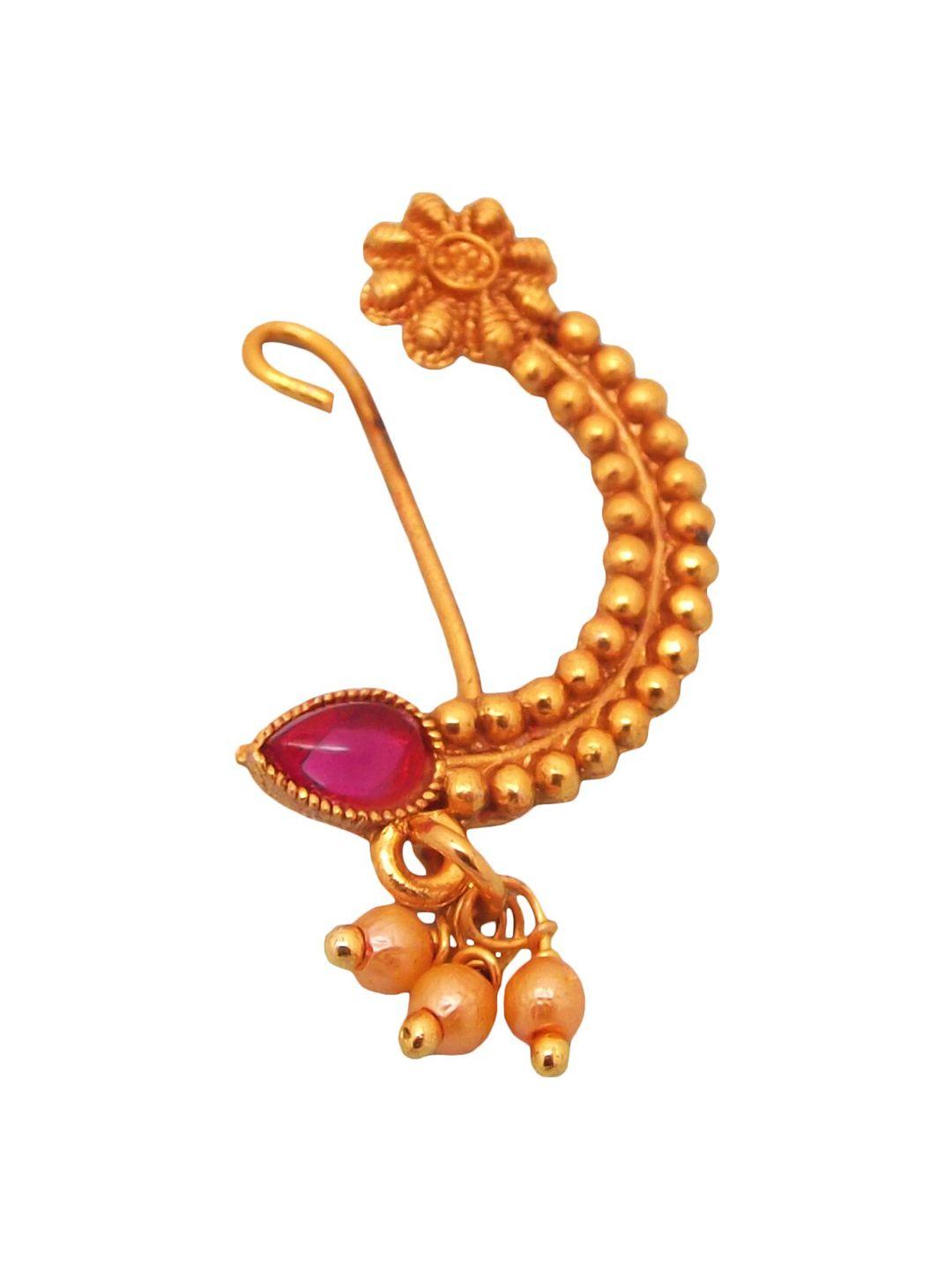 femmibella gold-plated stone studded nose ring