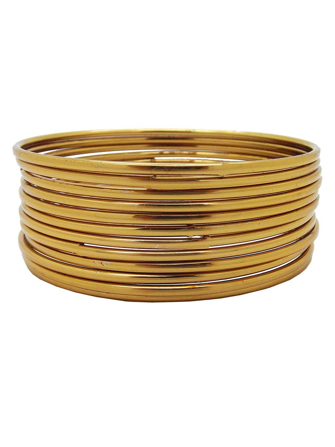 femmibella 12pc gold-plated plain bangles