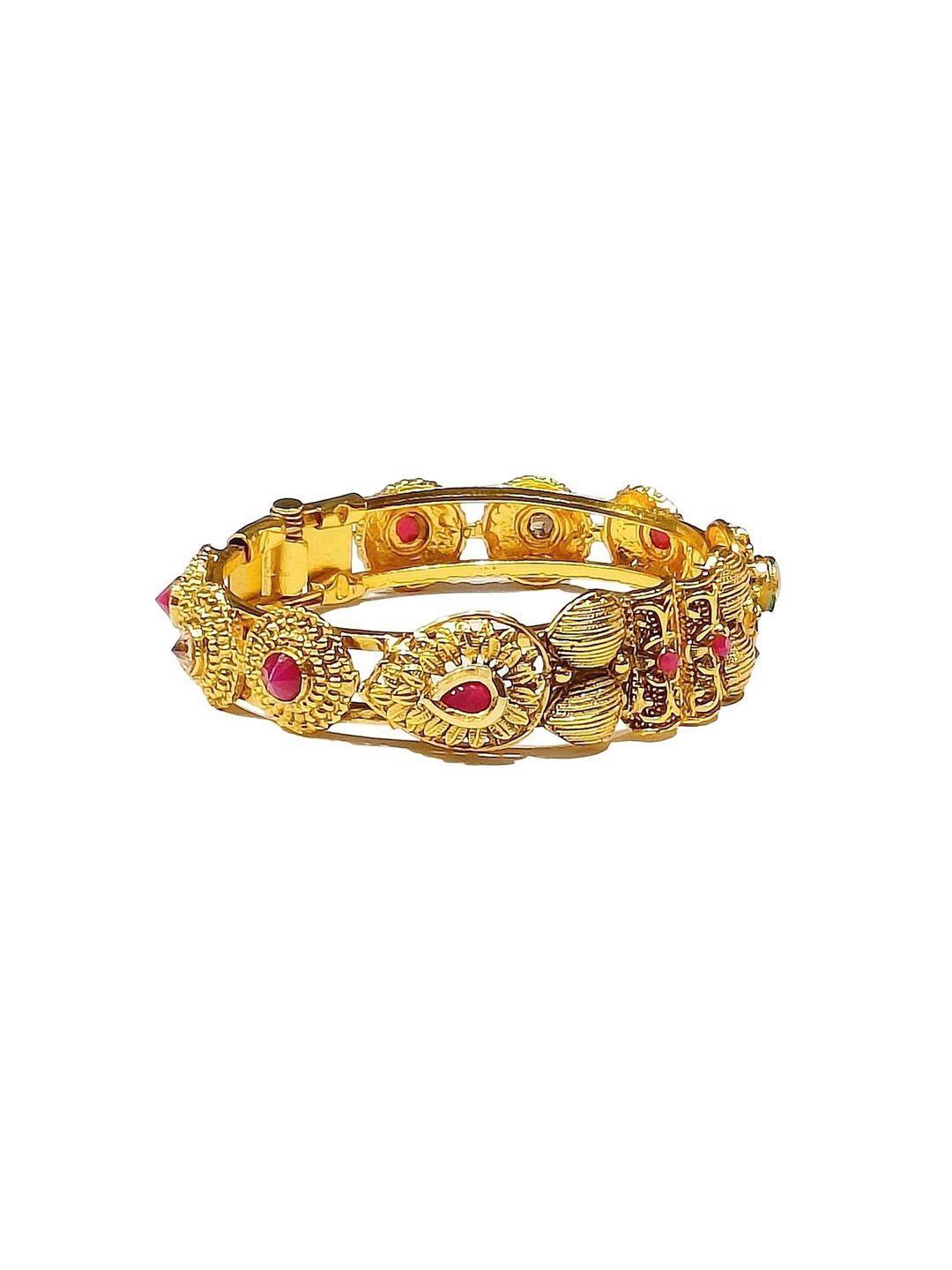 femmibella gold-plated cubic zirconia kada bracelet