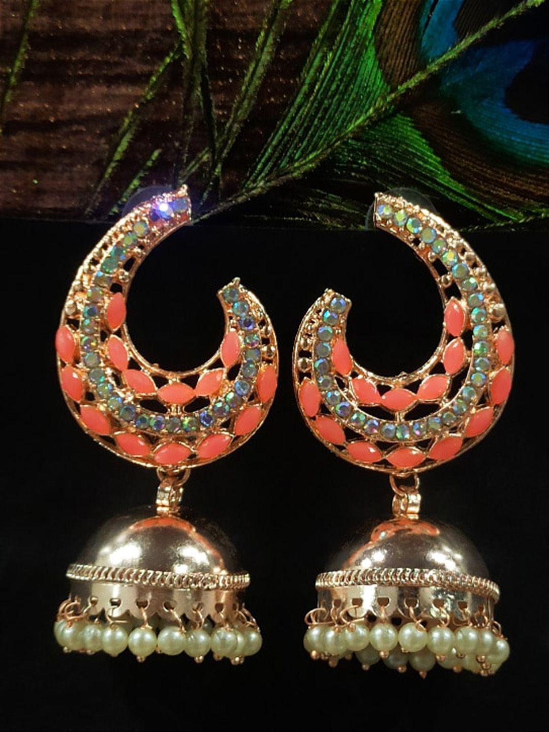 femmibella gold-plated dome shaped jhumkas earrings