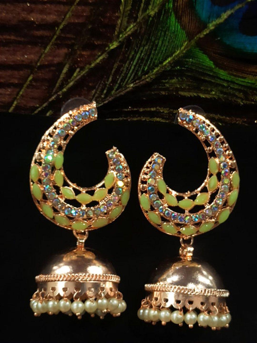 femmibella gold-plated dome shaped jhumkas earrings