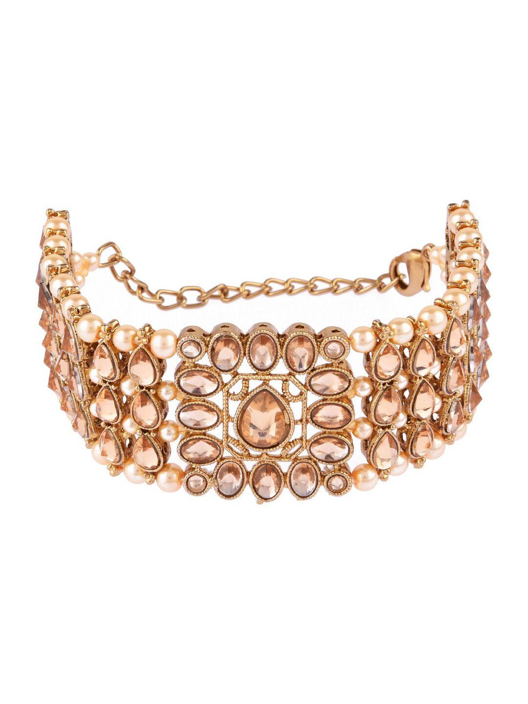 femmibella gold-plated kundan multistrand bracelet