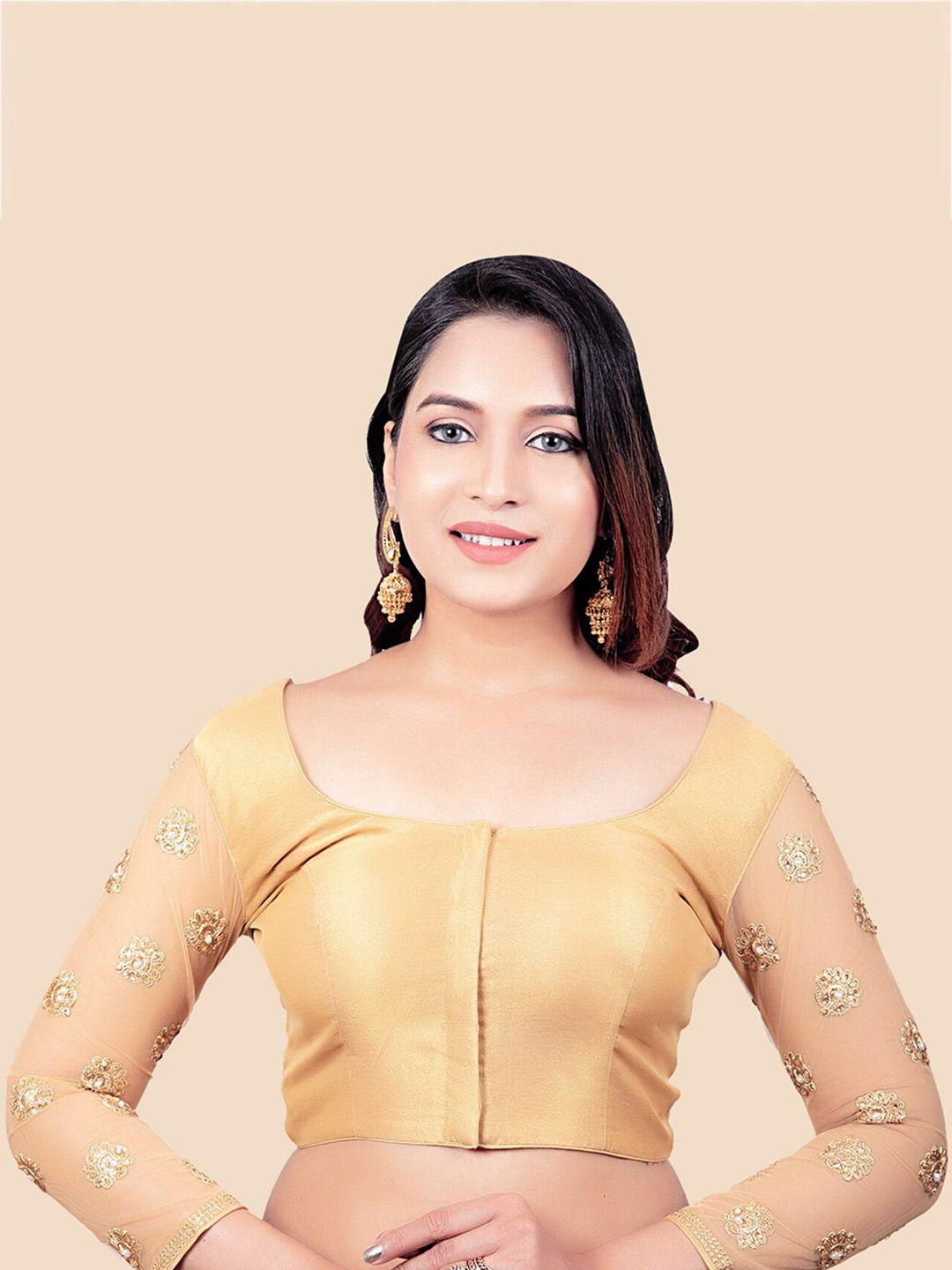 femmibella gold-toned embroidered  saree blouse