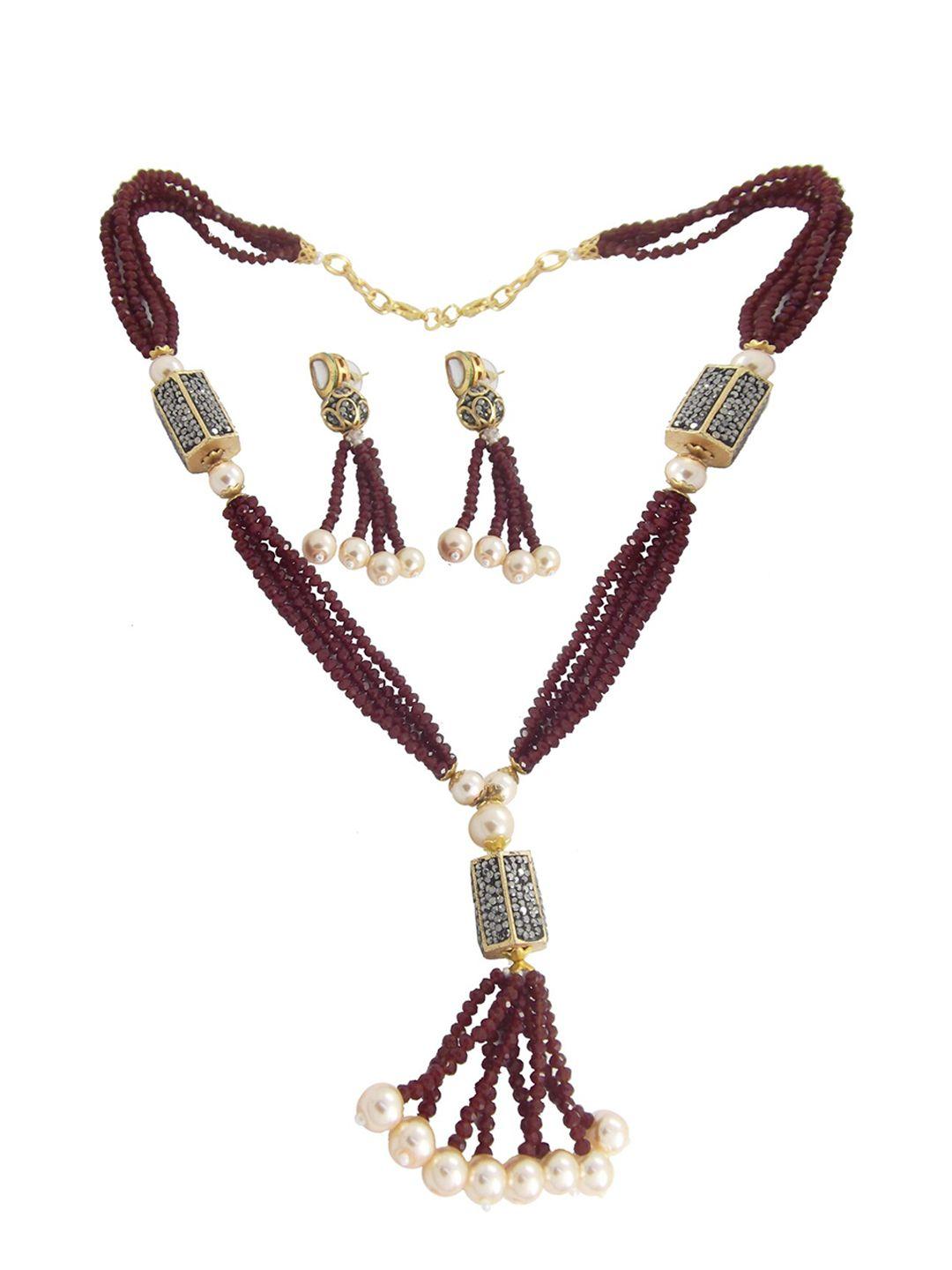 femmibella stone studded & beaded jewellery set