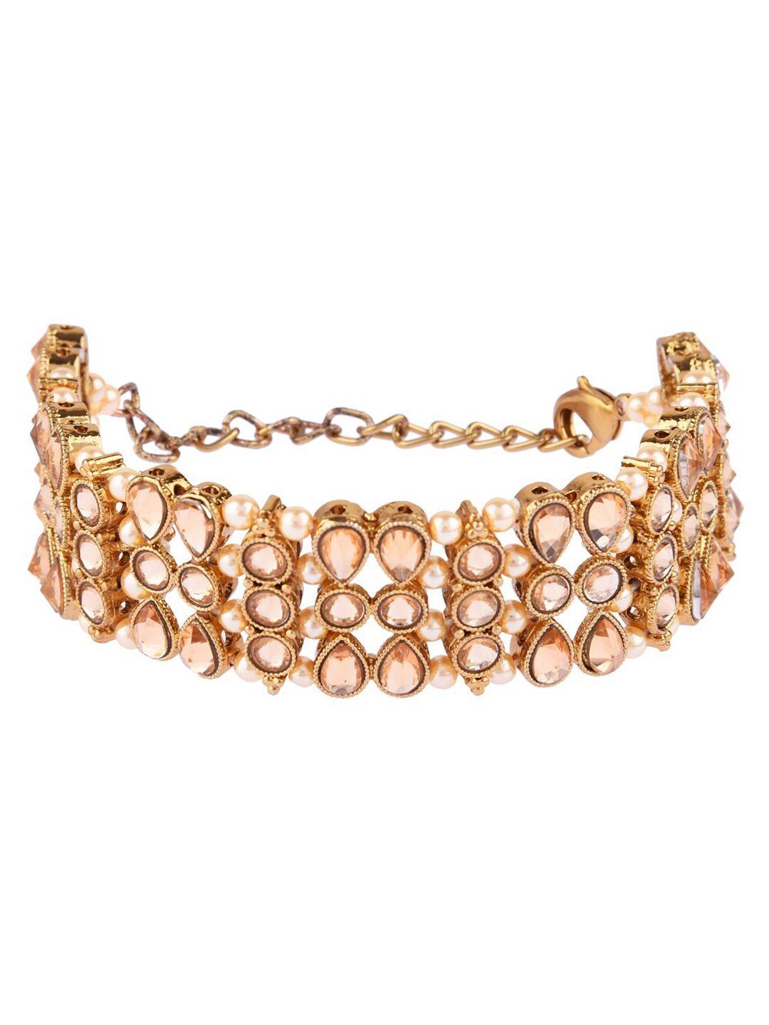 femmibella women kundan gold-plated charm bracelet