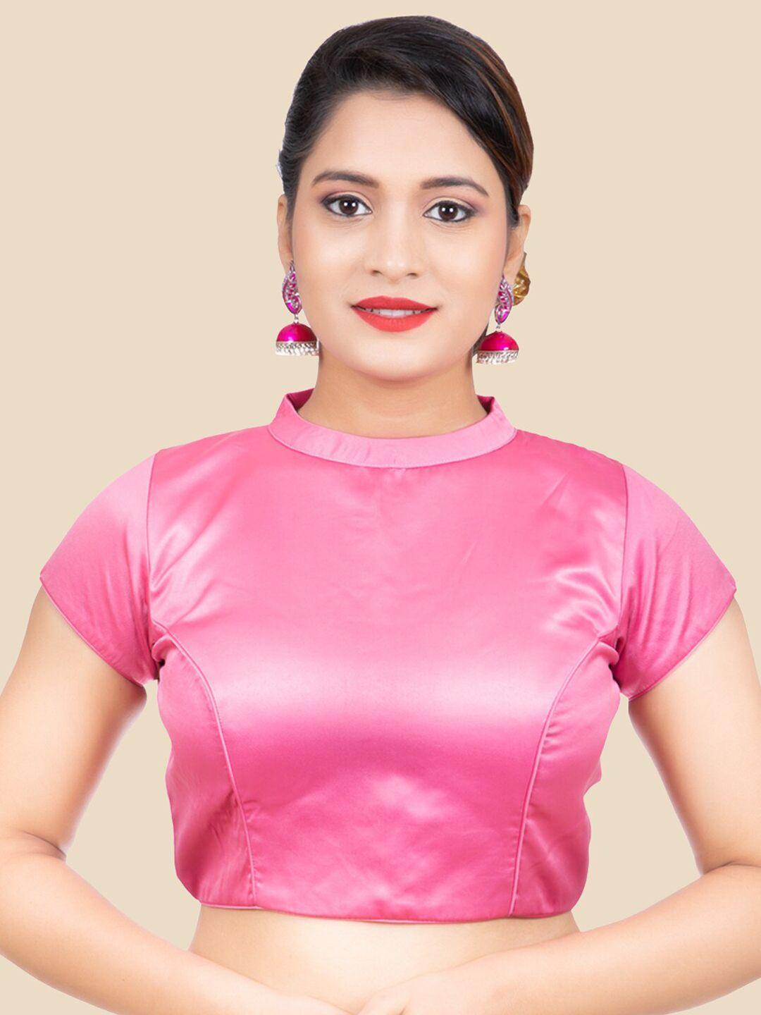 femmibella women pink padded readymade saree blouse