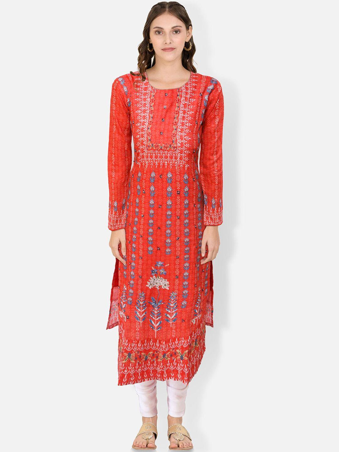 femmibella women printed indie prints round neck kurta