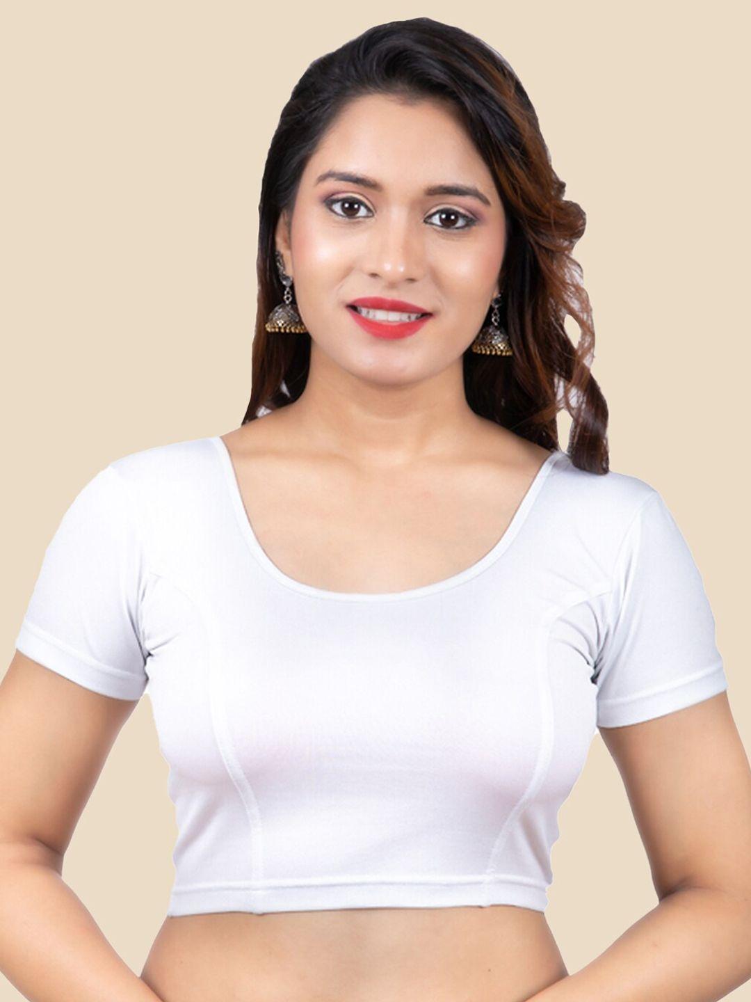 femmibella women white  solid saree blouse