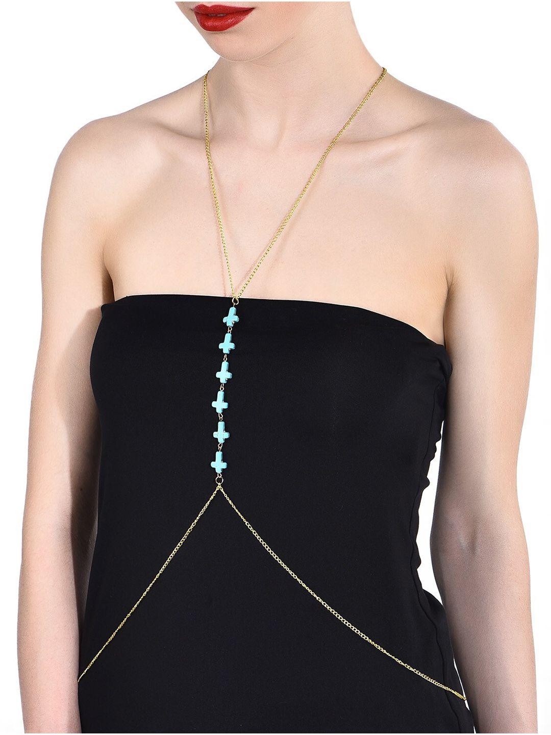 femnmas gold-toned & blue gold-plated cross body chain
