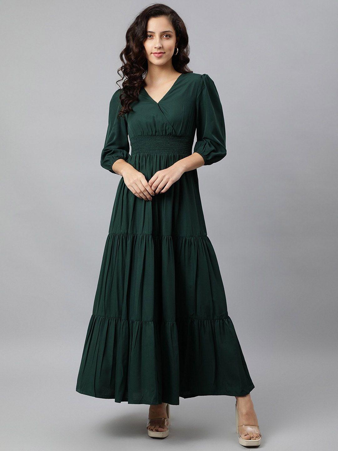 femvy green maxi dress