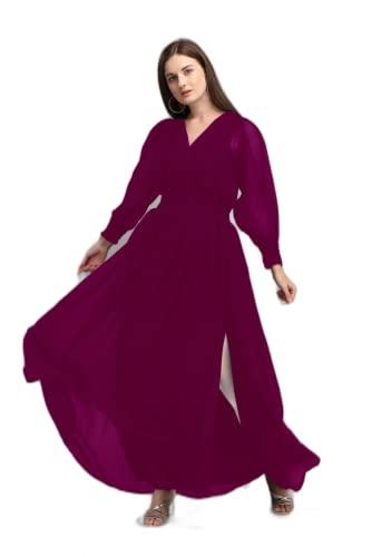 femvy designer georgette gown for women wine