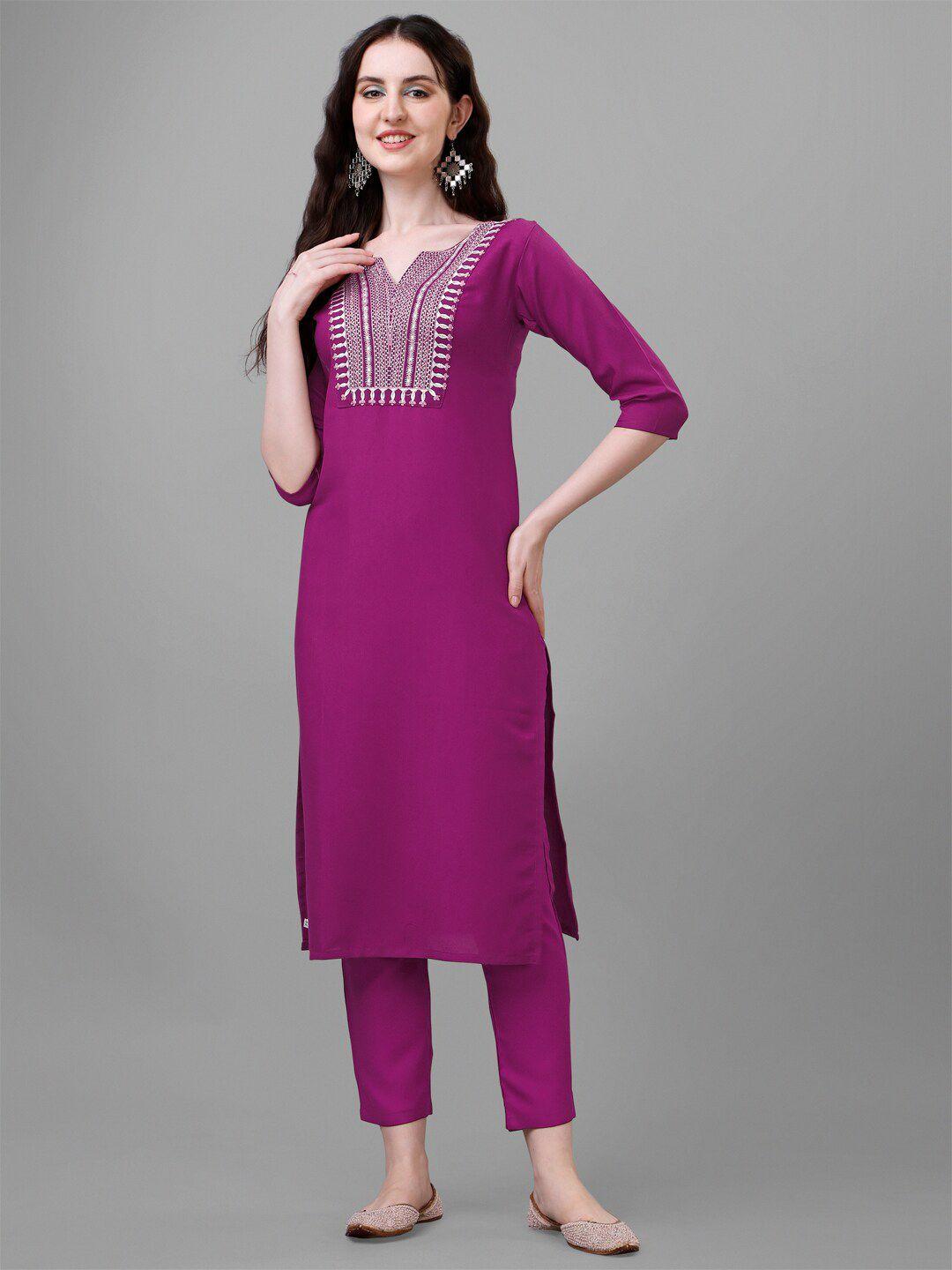 femvy ethnic motifs yoke design sequined thread work kurta