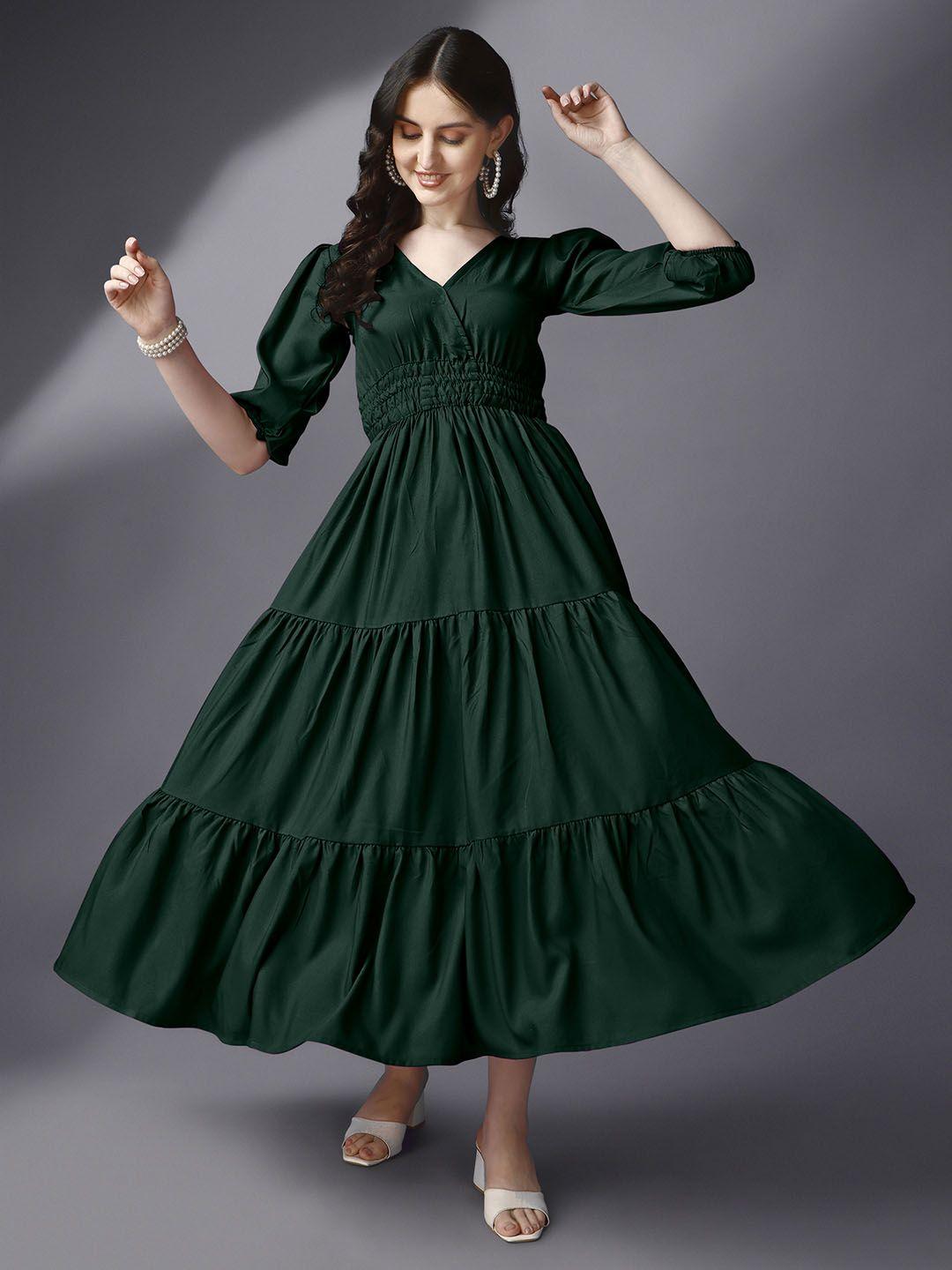 femvy green maxi dress