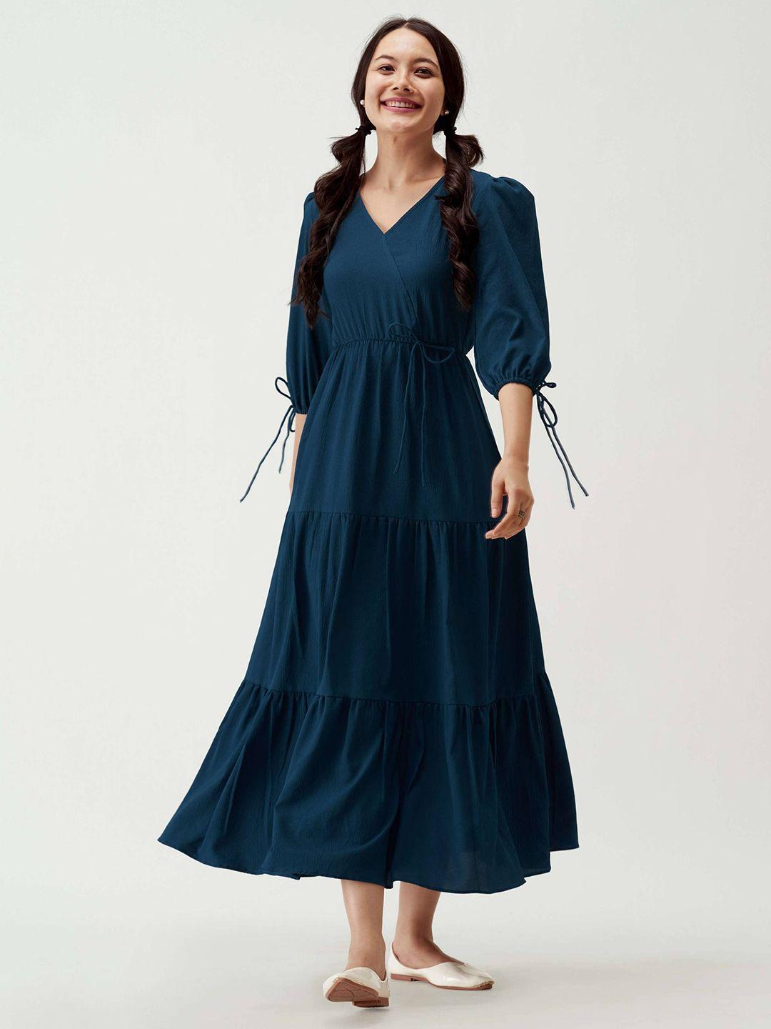 femvy puff sleeve fit & flare maxi dress