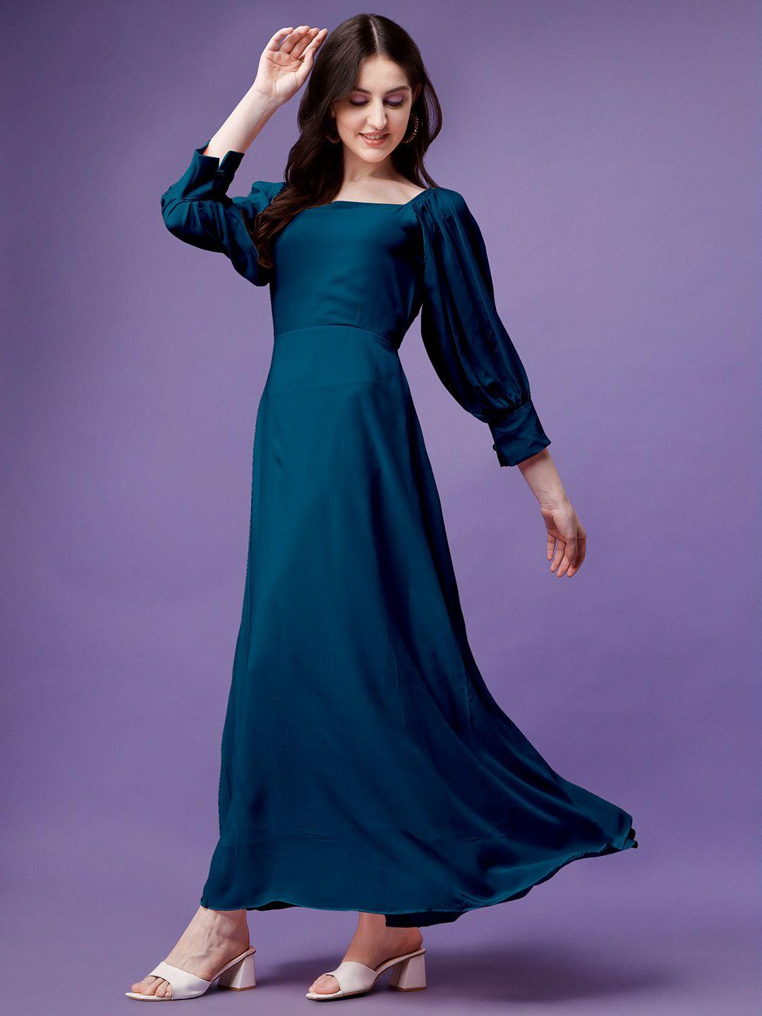 femvy puff sleeve georgette maxi dress