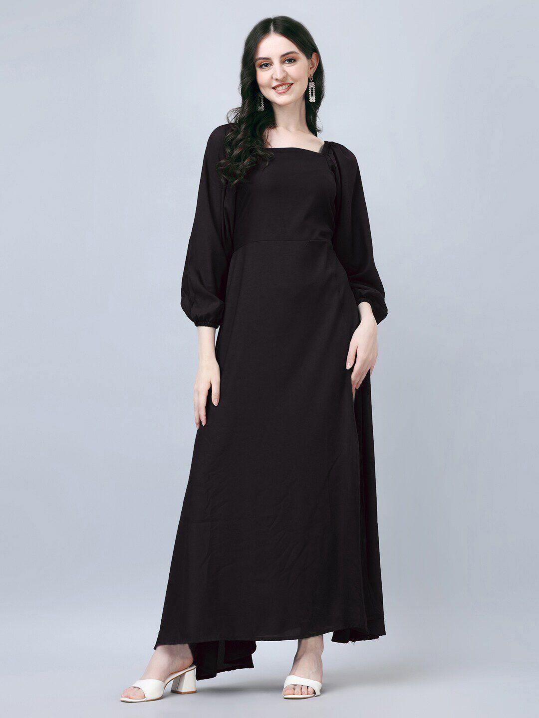 femvy square neck puff sleeves gathered maxi dress