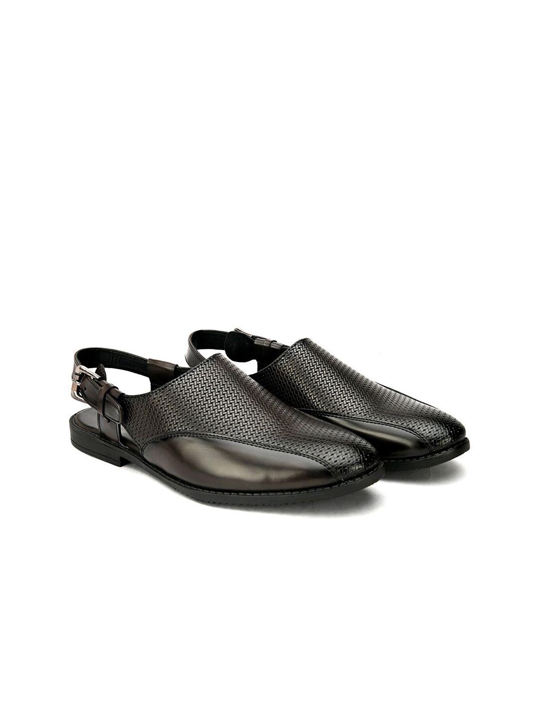 fentacia men black shoe-style sandals