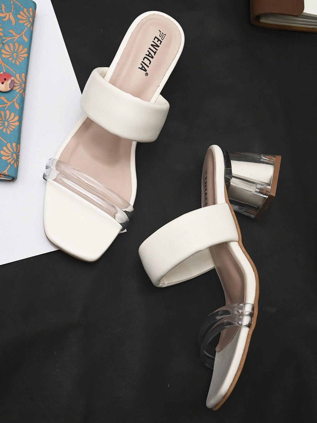 fentacia  women white block heels