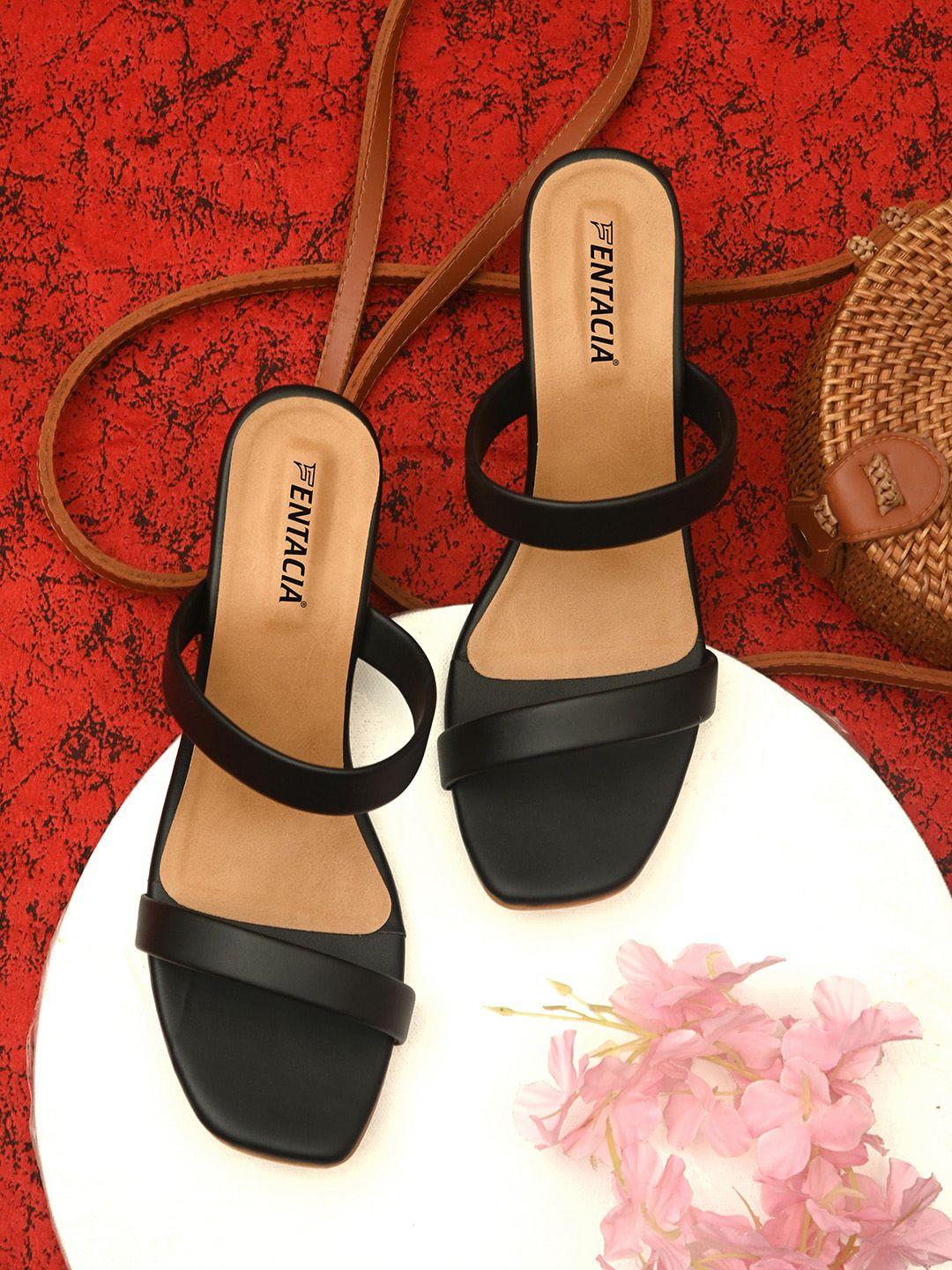 fentacia black solid casual block heels