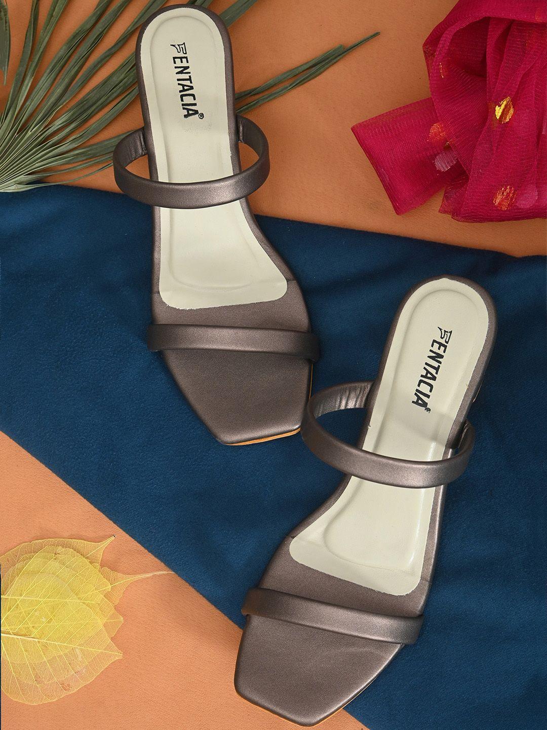 fentacia copper-toned colourblocked block sandals