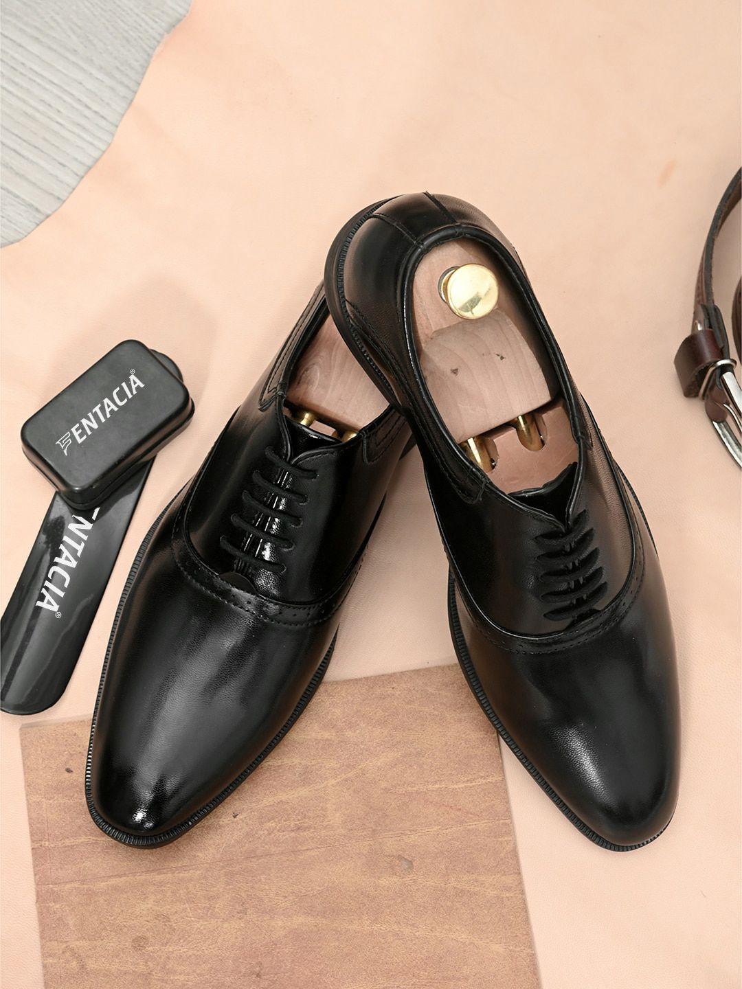 fentacia men black solid leather formal oxfords