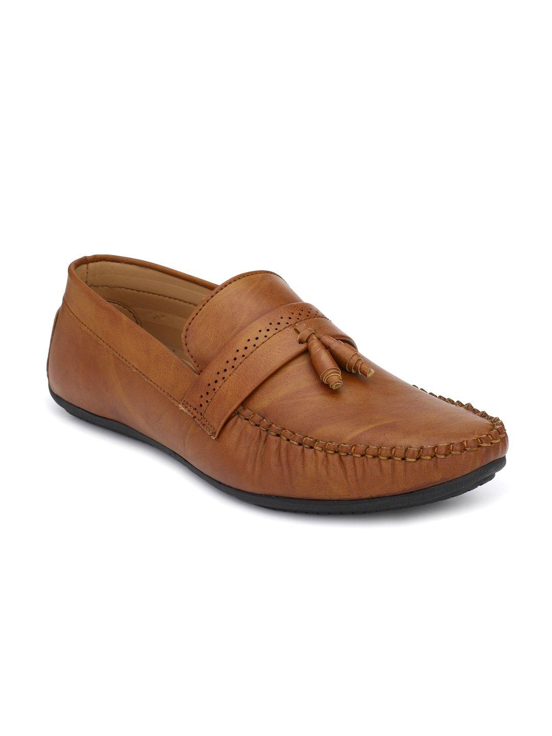 fentacia men tan brown solid lightweight tasselled loafers