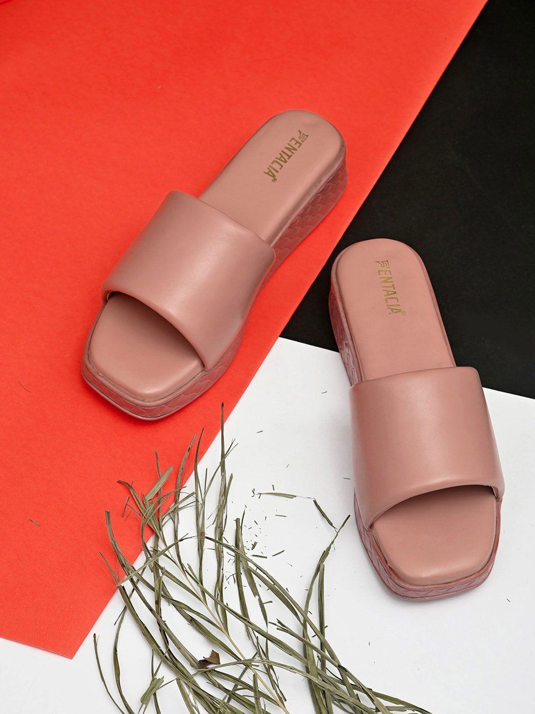 fentacia pink solid wedge sandals